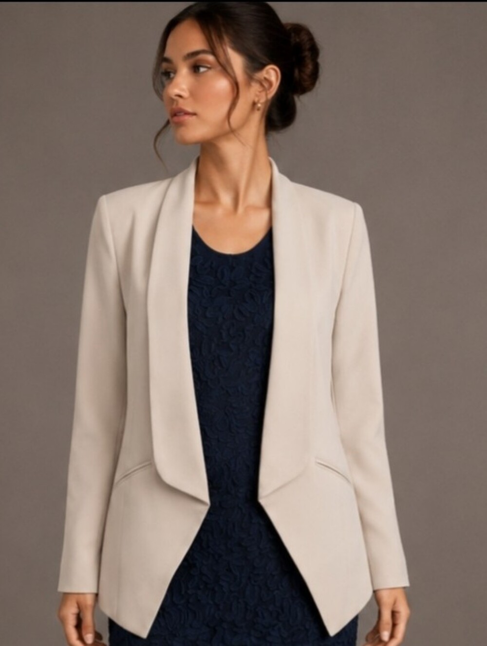 Lulus Lightweight Miss Punctuality Taupe Blazer Sz S